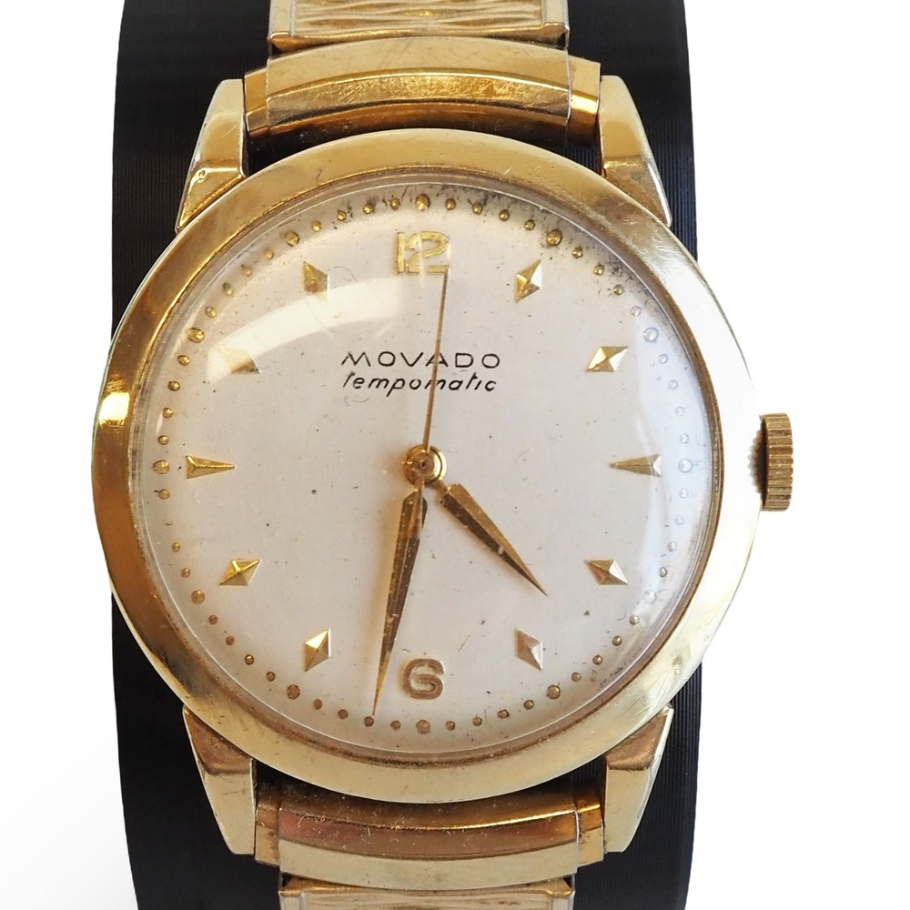 Vintage 1952 Movado Tempomatic Automatic Mens Watch Gold Tone 33-34mm Runs